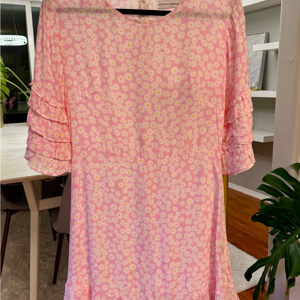 Faithfull the Brand Pink Daisy Print Dress